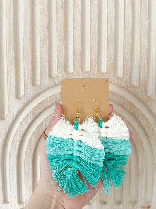 Teal Fringe Earrings