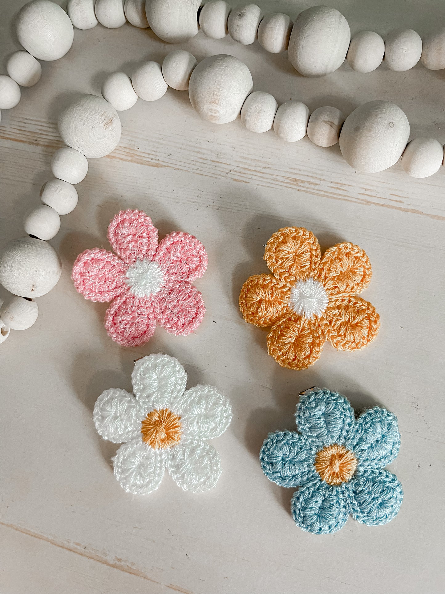 4 Pack Crochet Floral Hair Clips